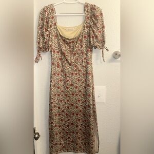 Floral Red and Cream Lait Collection Dress Tried on but Never Worn (like New)
